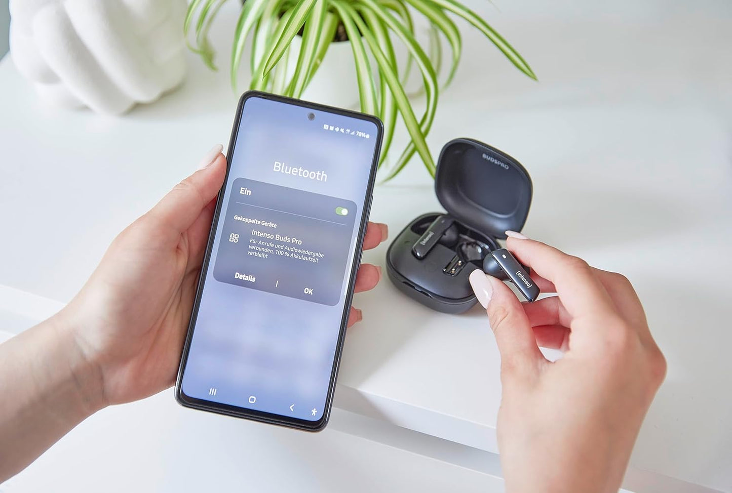 Intenso Buds Pro - Cuffie TWS True Wireless T510HAE con Hybrid ANC, ENC, Bluetooth e fino a 35 ore di riproduzione musicale, colore: Nero