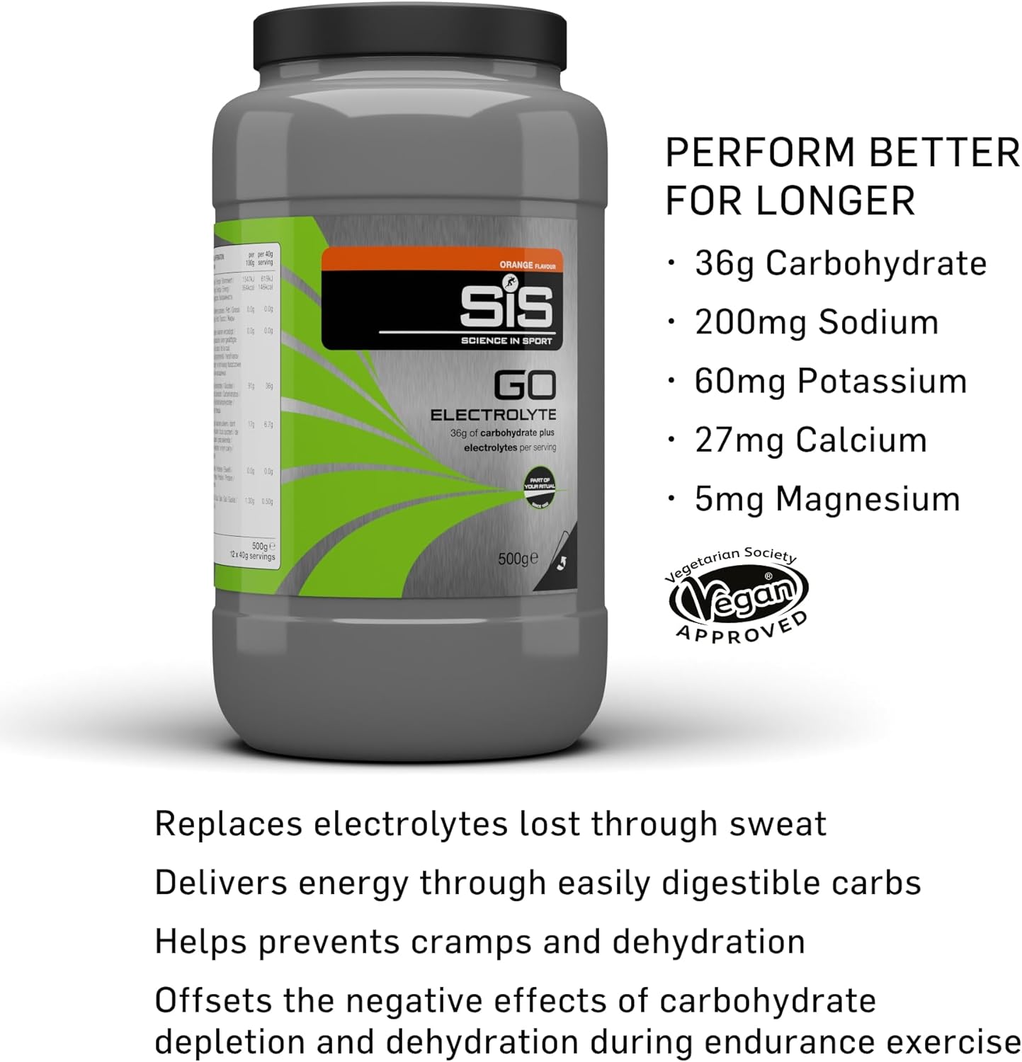 GO Electrolyte drink powder - 500 g tub - orange