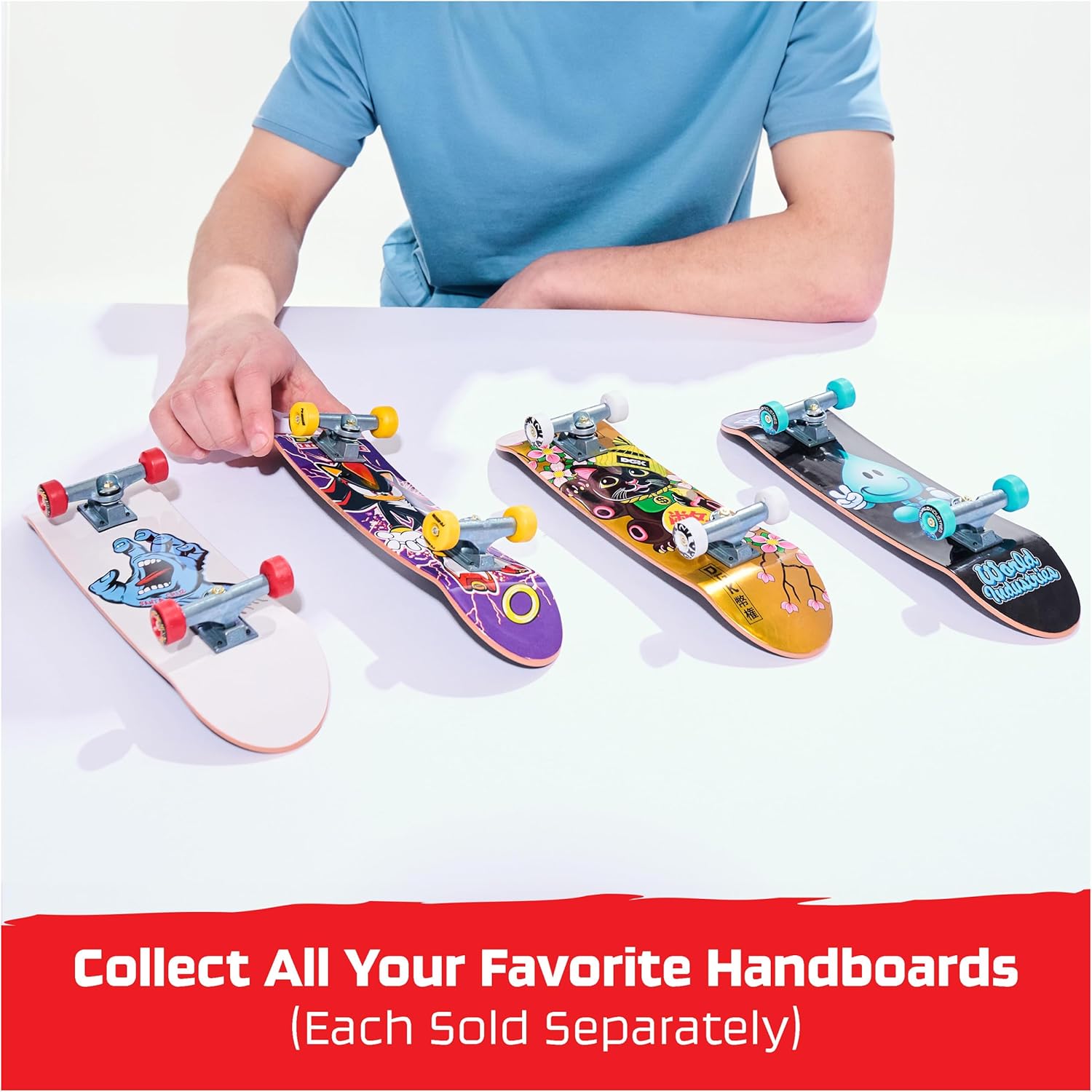 Tech Deck, Santa Cruz Handboard; Authentic Mini Skateboards, Kids’ Toys for Boys and Girls, Ages 6 and up (Hands Use Only