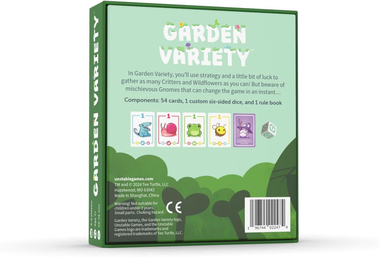 Unstable Games - Garden Variety Base Game - A quirky, easy to learn card game for Kids, Teens, Adults - 2-5 Players, ages 7+