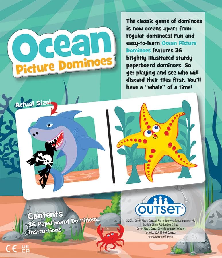 Picture Dominoes: Ocean Themed Matching Game for prechoolers - Contains 36 Dominoes - for 2 or More Players Ages 3 and up by Outset