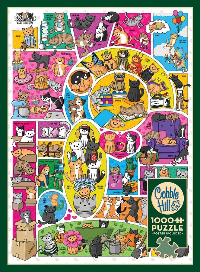 Cobble Hill - Rompecabezas de 1000 piezas - Doodlecats - Póster de muestra incluido