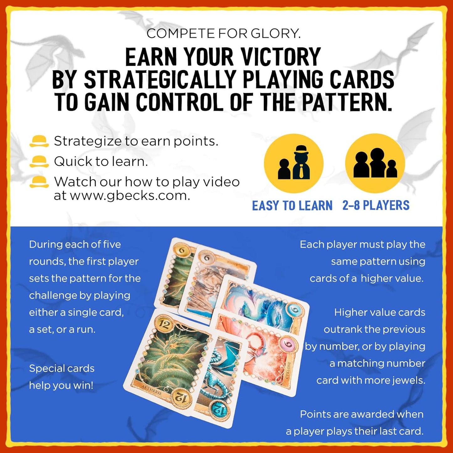 Grandpa Beck's Games Reign of Dragoness Card Game Strategic Hand Elimination Game for Kids, Teens & Adults from The Creators of Skull King & Cover Your Assets | 3-8 Players 8+