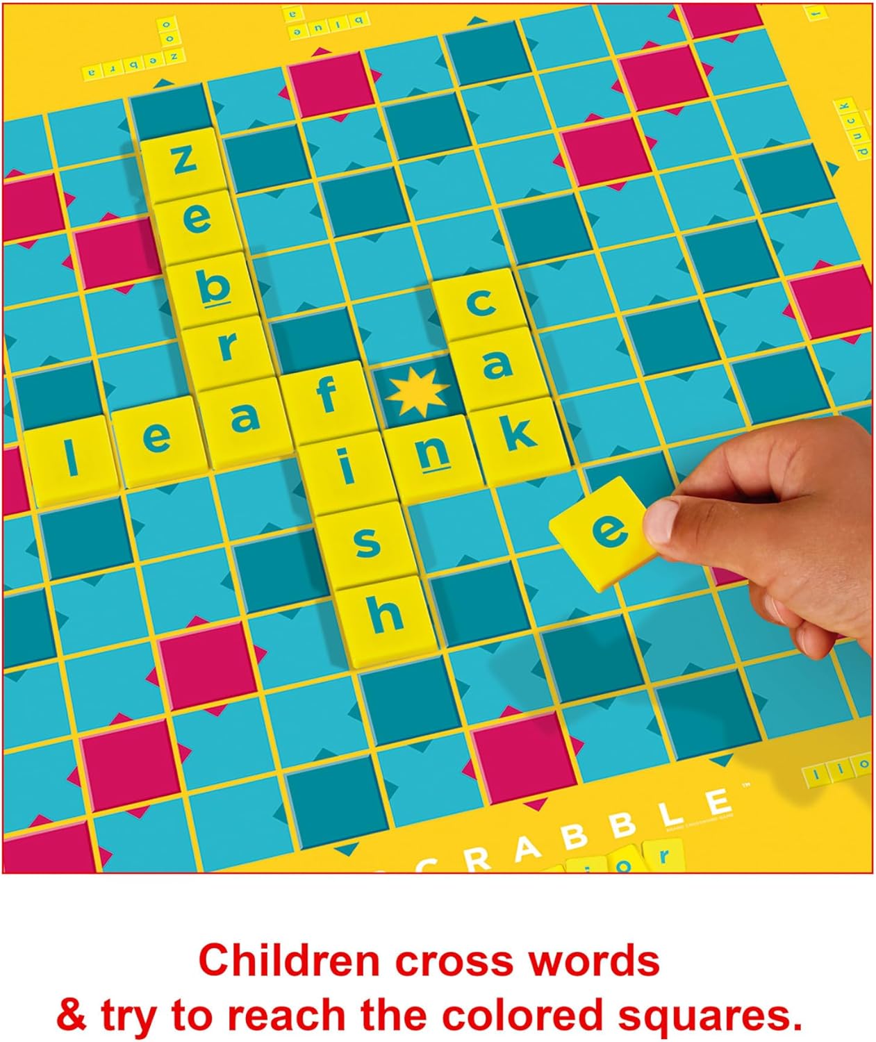 Mattel Games Scrabble Junior, Kids Crossword Board Game, English Version, Family Board Game for Kids, Word Game for Kids, 2 to 4 Players, Ages 6 to 10, English Version, Y9667 United Kingdom Junior