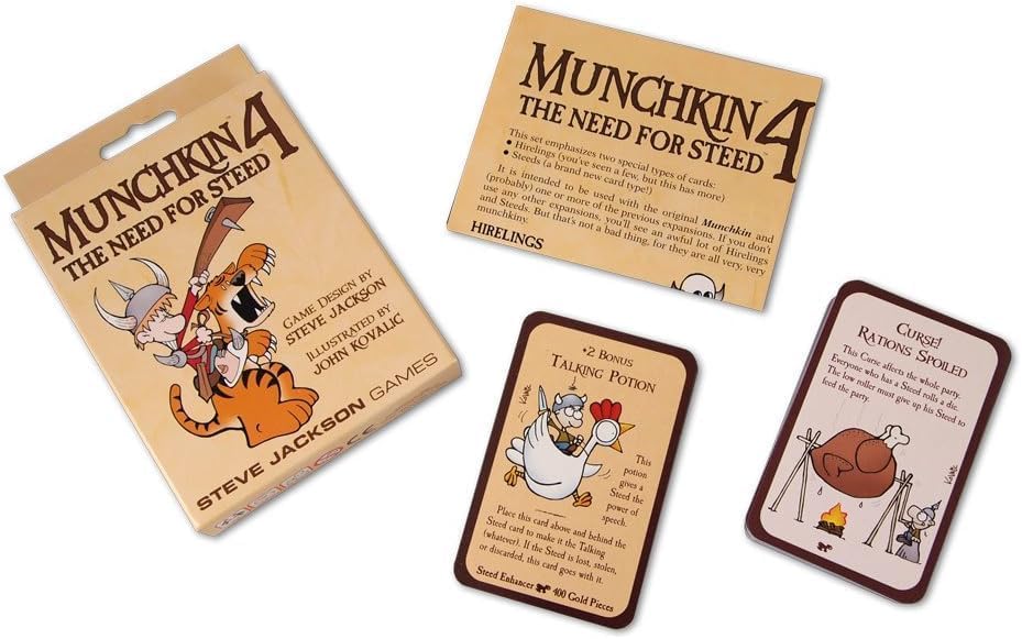 Steve Jackson Games | Munchkin 4: The Need for Steed | Board Game | Ages 10+ | 3-6 Players | 90 Minutes Playing Time