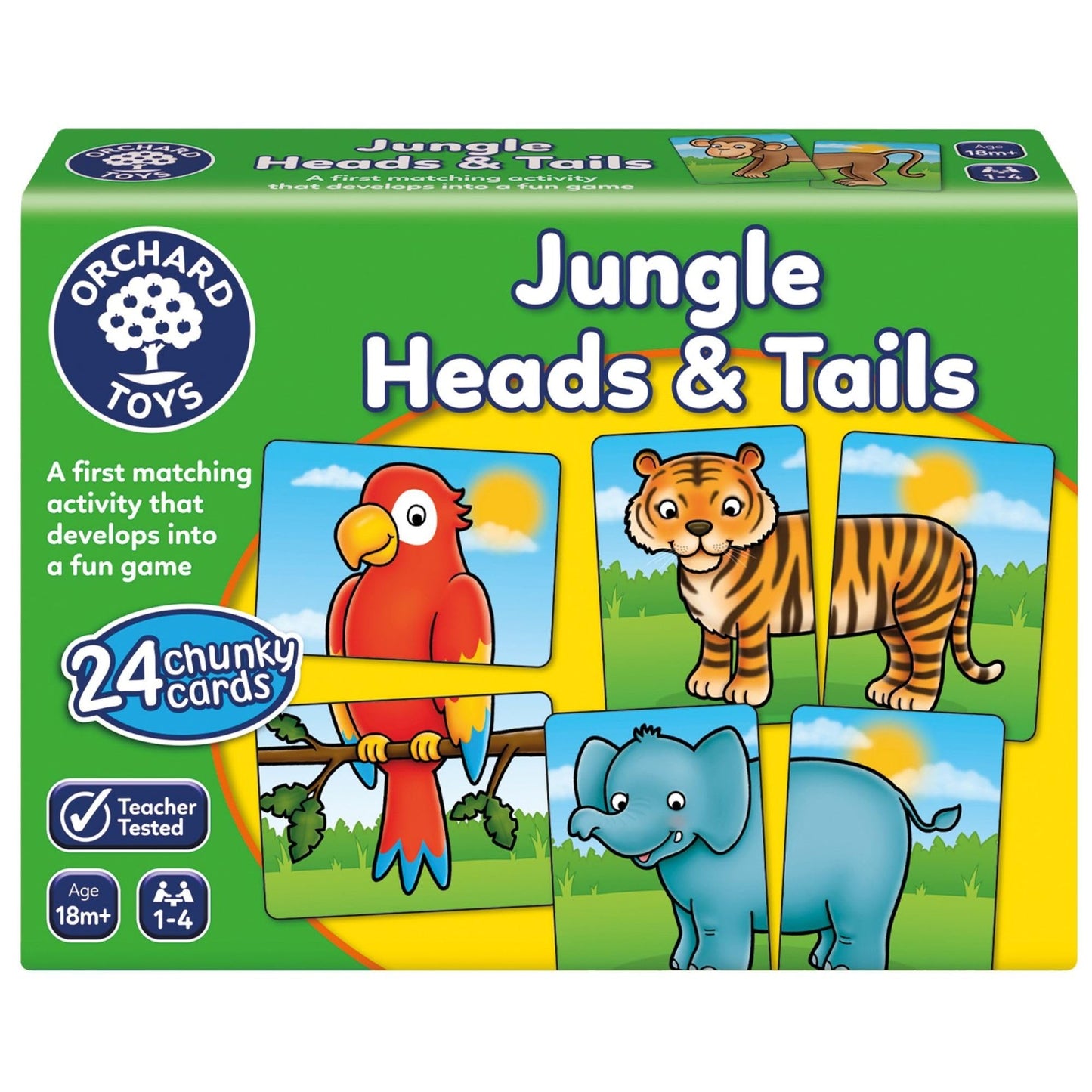 Orchard Toys Jungle Heads and Tails Game, Educational Game, 2 in 1 Activity, Educational Memory Game, Age 18 months, Educational Toy