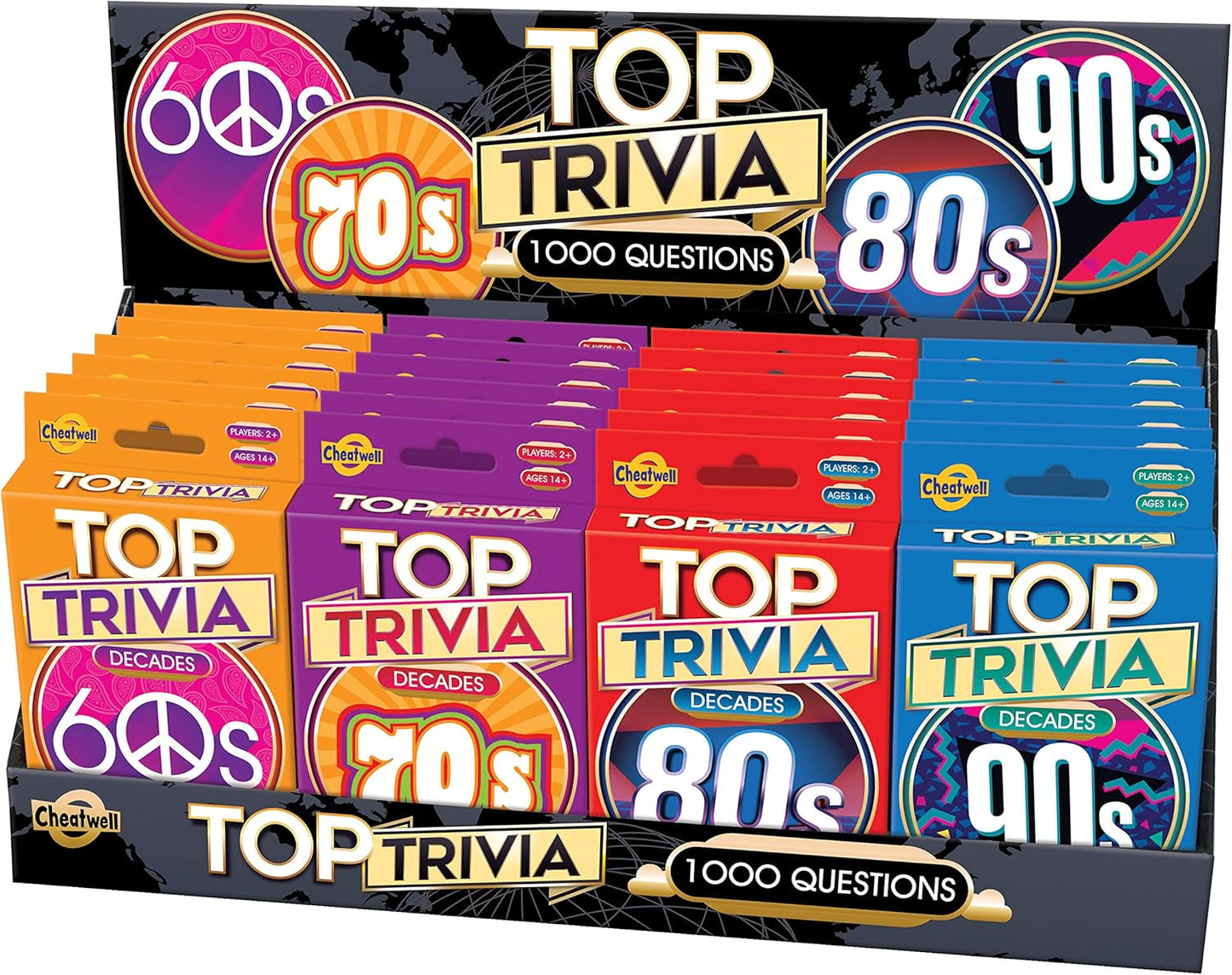 Cheatwell Games Top Trivia 1960's - A Decade of Trivia Travel Pack Card Game - 1000 Quiz Questions - For Ages 14 and up