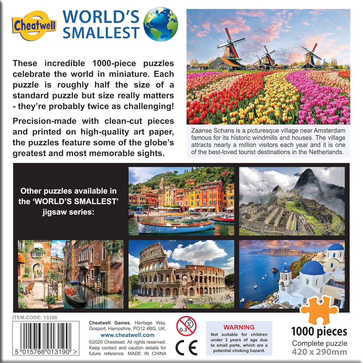 Cheatwell Games World's Smallest 1000 Piece Puzzle Dutch Windmills