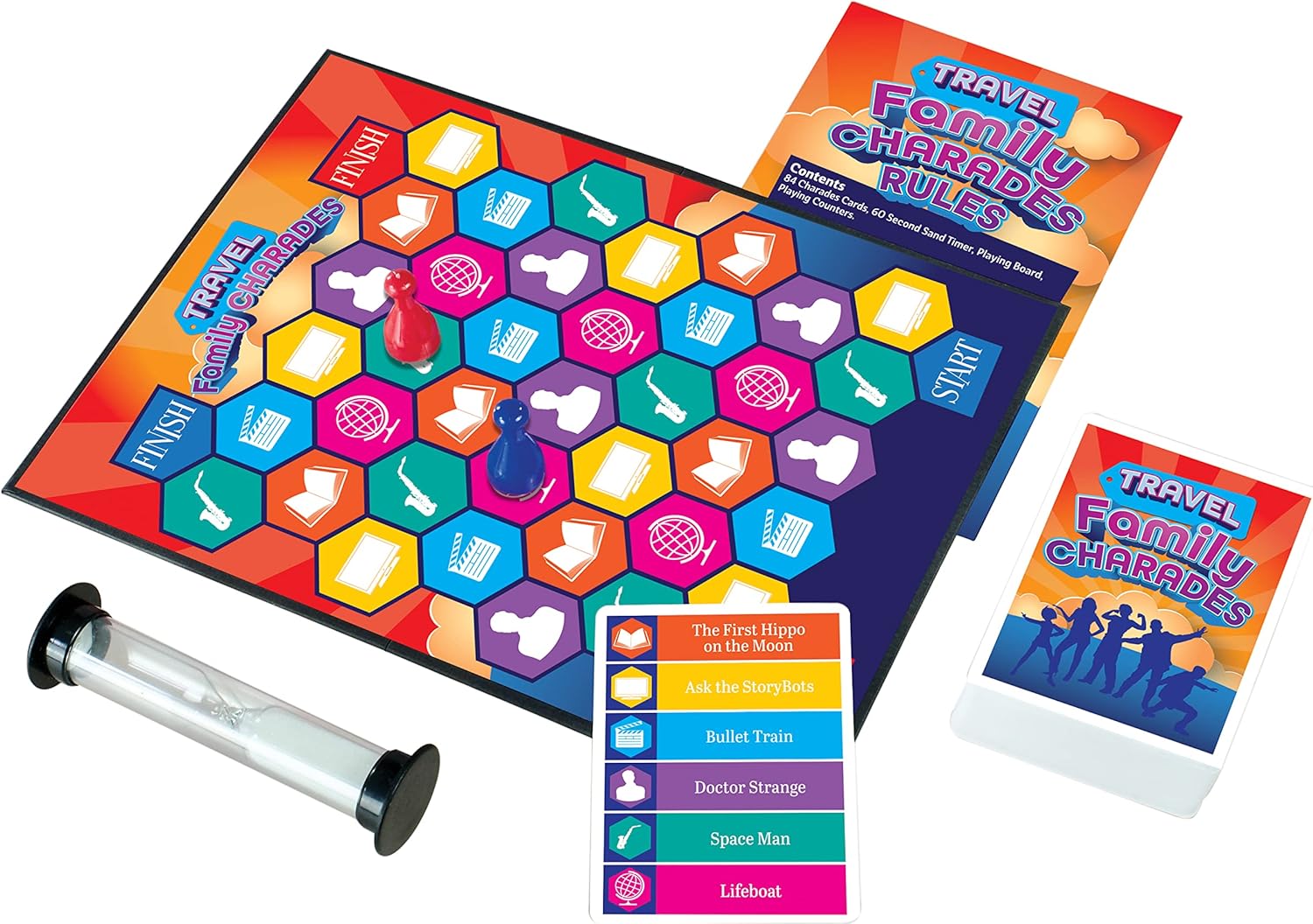 Cheatwell Games Travel Family Charades - Miming Games - Kids Games - Games for Adults - Great Travel Games and Road Trip Games
