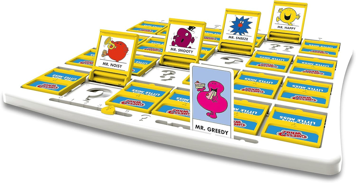 Winning Moves Mr Men and Little Miss Guess Who? Board Game, Play with Mr Grumpy, Mr Funny, Mrs Happy and Mr Sad to guess your opponents character, makes a great gift for ages 6 plus