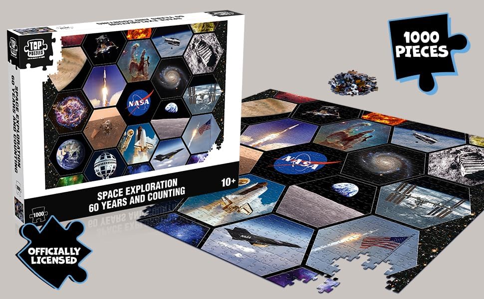 Winning Moves Nasa 1000 Piece Jigsaw Puzzle Game English Edition, Piece together Nasa's most incredible achievements, A puzzle for both adults and children aged 10 plus