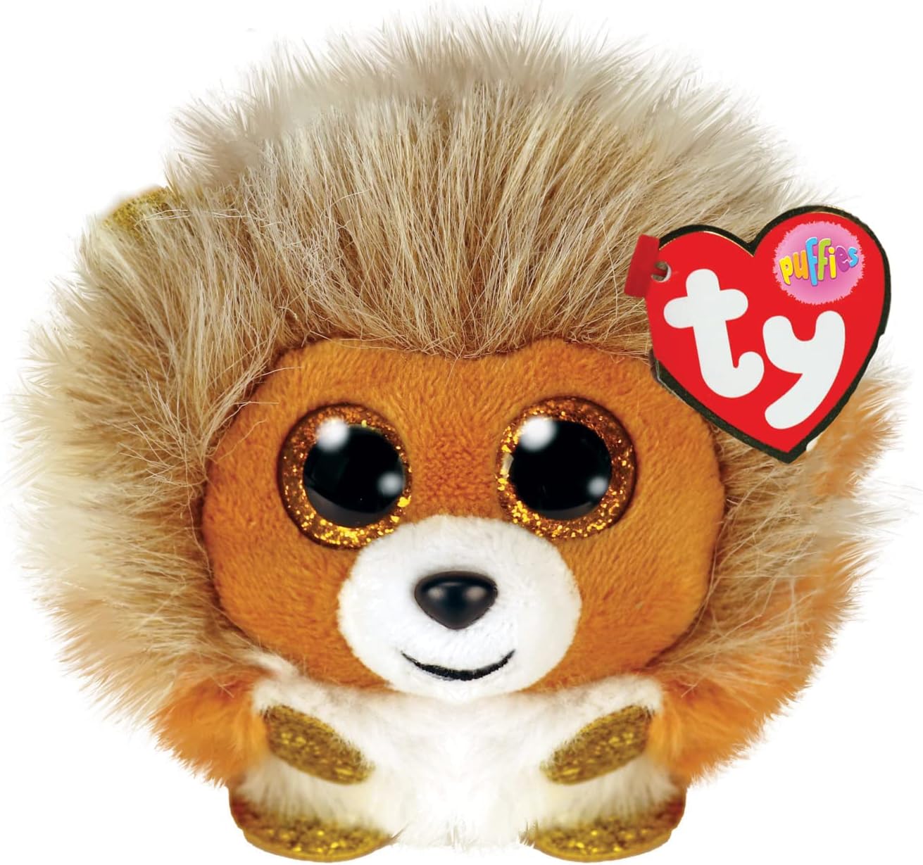 Ty Beanie Balls Ceasar il Leone con gli Occhioni Dorati Glitter, Animaletti di Peluche Morbidi e Tondi da Collezionare 8 cm T42501