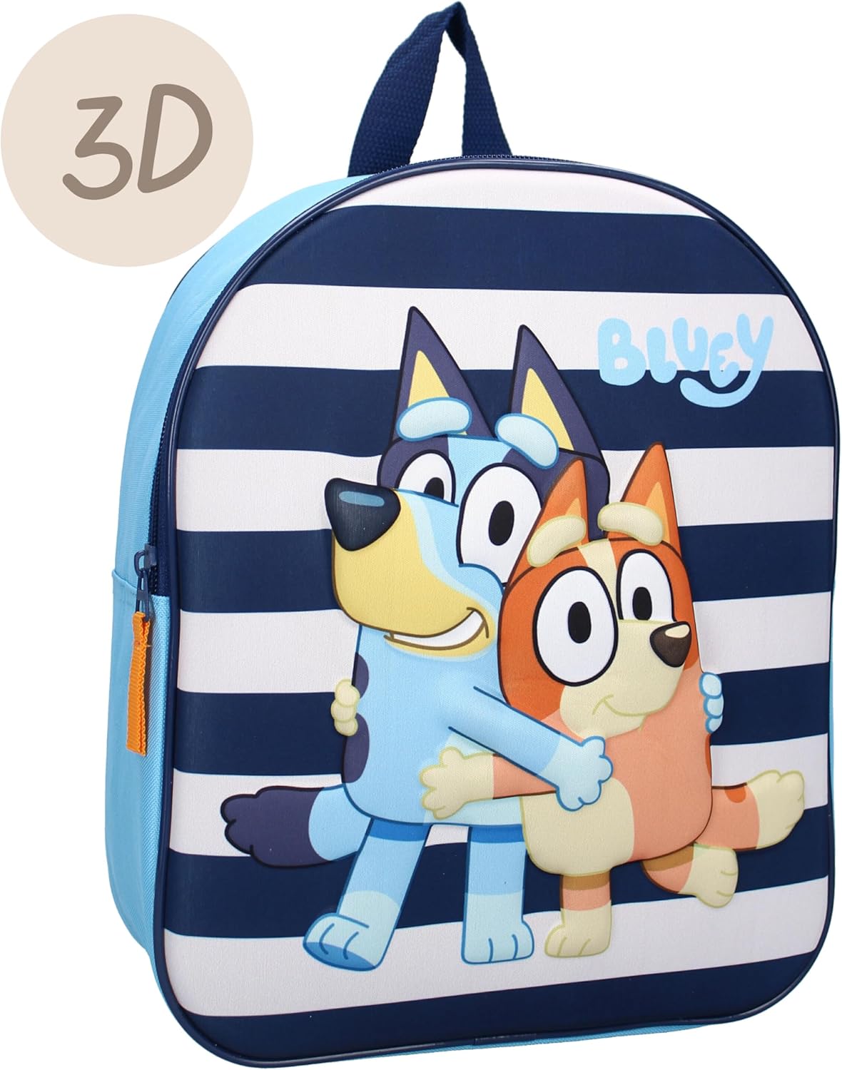 Vadobag BLUEY Oh Happy Days 3D Dog Backpack - Backpack for Children | School | Kindergarten - Blue and Light Blue - Size 32 x 26 x 11 cm, Blue Baby Blue, One Size
