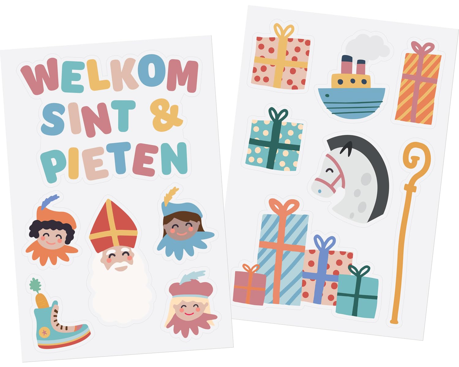 Folat Adesivi per finestre 'Welkom Pieten' -Sint en Pieten-13 pezzi-San Nicola Decorazione bambini, Multicolore, 65715
