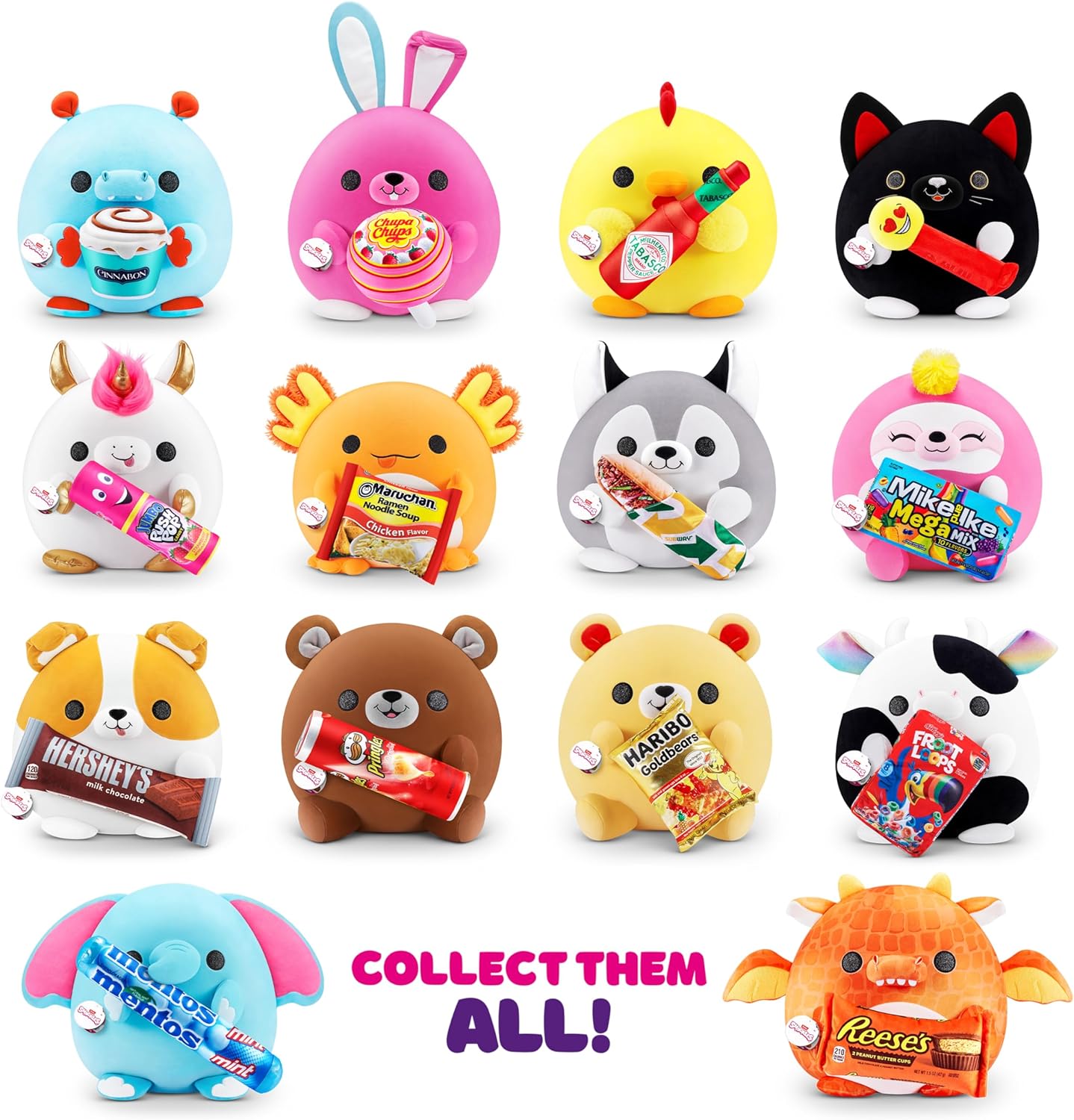 Snackles Super Sized 35 cm, Bunny (Chupa Chups), by ZURU Cuddly Squishy Comfort 35 cm Plush with License Snack Brand Accessory (Bunny