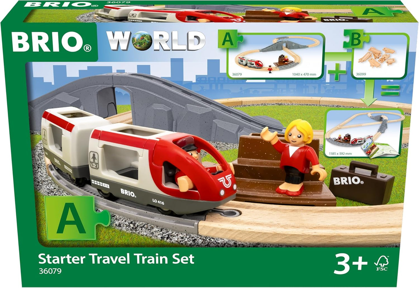 BRIO World - 36079 - Circuit en 8 Voyageurs - Coffret Complet de 22 pièces avec Pont - Circuit de Train en Bois - Jouet Mixte à partir de 3 Ans