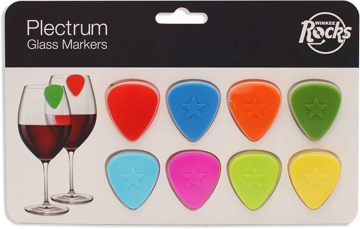 Winkee - Drinks Markers - Plectrum Glass Markers - Set Of 8
