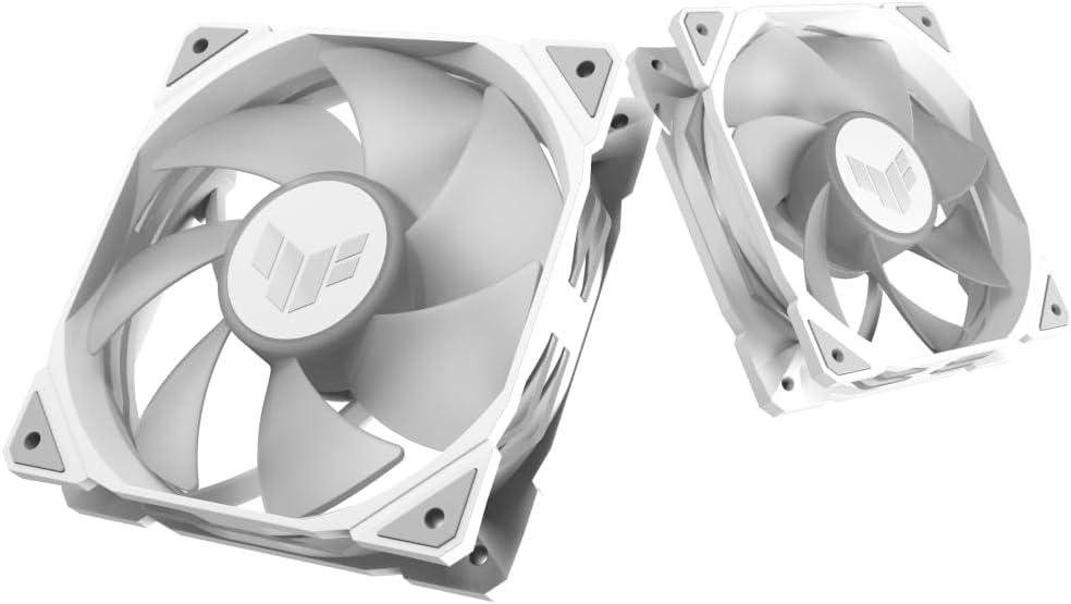 ASUS TUF Gaming TR120 ARGB Triple Pack White Edition 120mm Fans (28mm Frame, 3.3mm High Static Pressure H2O, Dual Layer LED Matrix, Aura Sync, PWM Fan Control