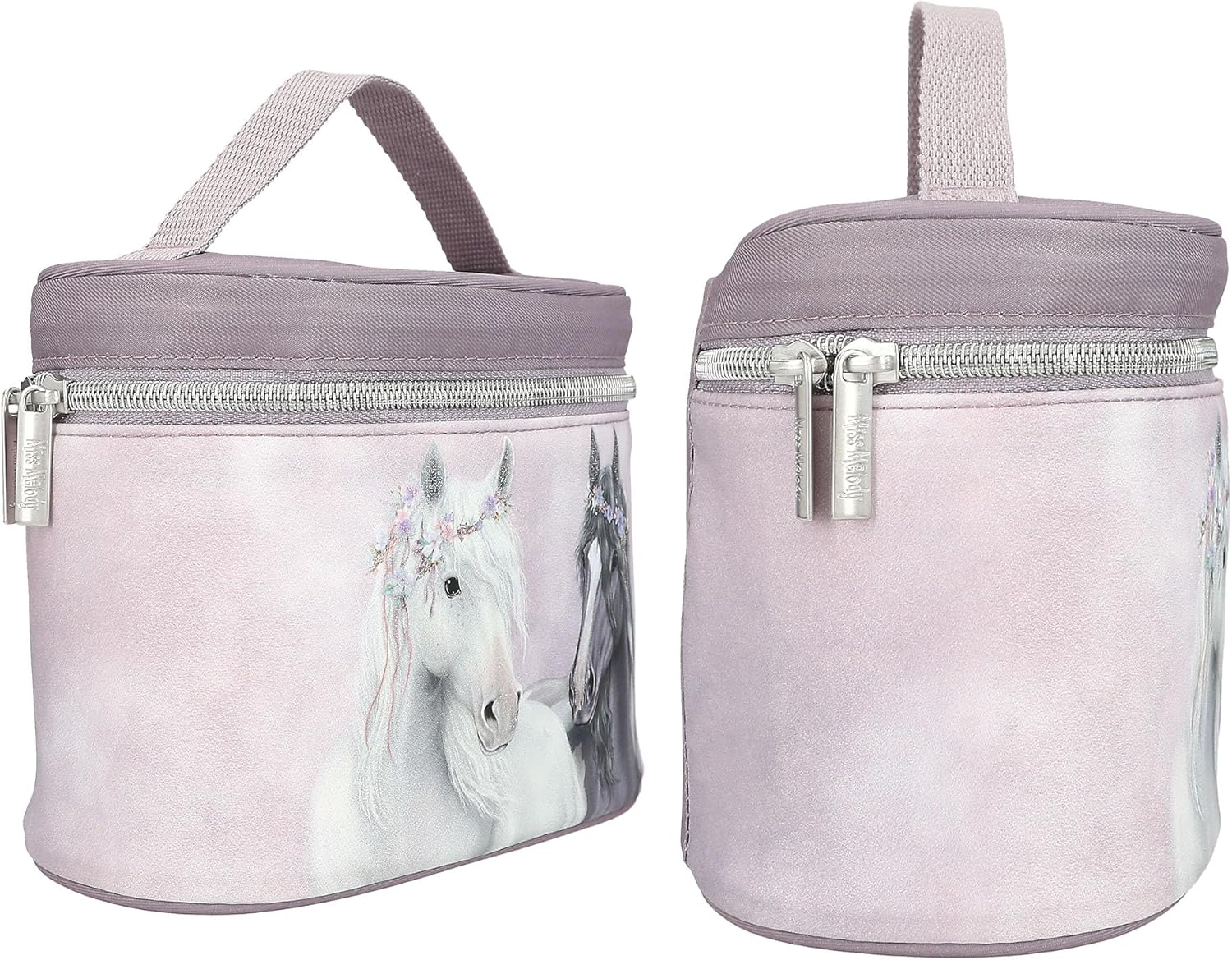 Depesche 13189 Miss Melody Fantasy Horse Lilac Flower Cosmetic Case with Carry Handle and Mesh Bag, Multi-Colour