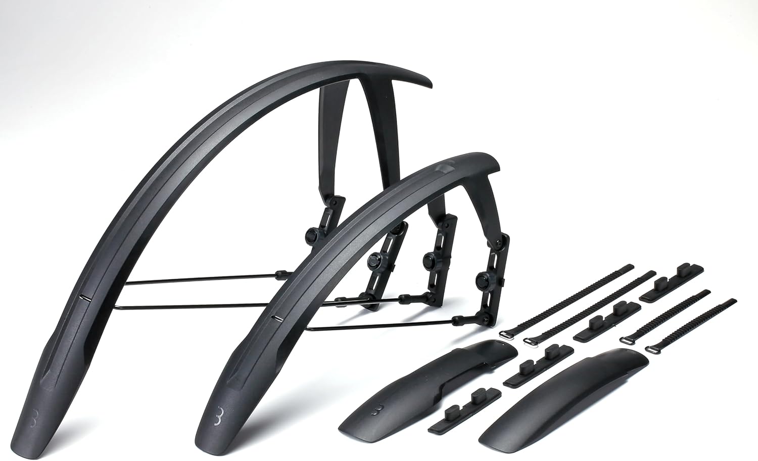 BBB Cycling DiscGuard Fender Set | Mud Guards For Mountain Bike With Disc Brakes | Fully Adjustable In Angle, Height and Length | Tool-free Mounting System | BFD-65S