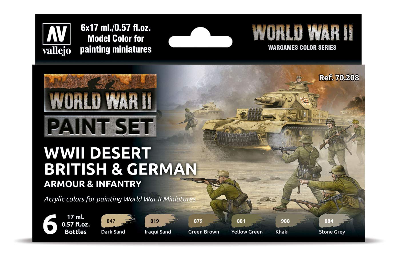 Vallejo VAL70208 Colours for Models and minatures, 17 ml (Pack of 6