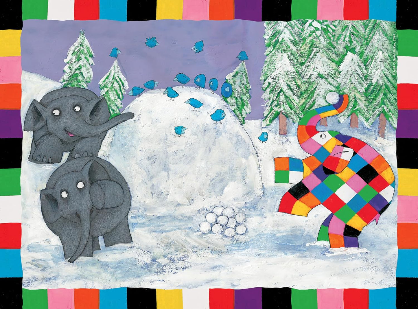 Ravensburger 12004061 Elmer Toy-4 in a Box Jigsaw Puzzles for Kids Age 3 Years Up-12, 16, 20, 24 Pieces, Multicolour, One Size