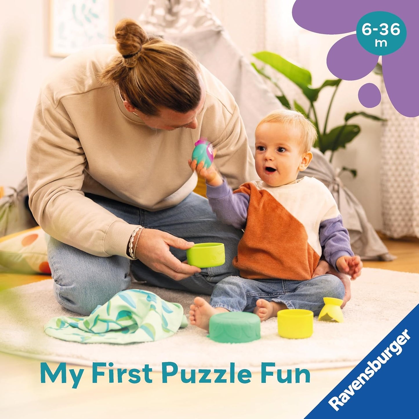 Ravensburger Play+ 3 in 1 Bird's Nest Stacking Cups - Baby Toys for 6 Months Up - Sensory Gifts for Toddlers