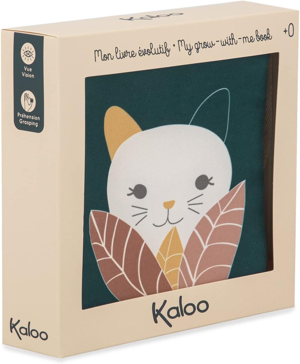 KALOO - Stimuli - Mi Libro de Tela Evolutivo - Libro de Estímulo Desplegable de Tejido Suave - Juguete de Estímulo, Motricidad y Manipulación - 14 cm - Desde el Nacimiento, K971602