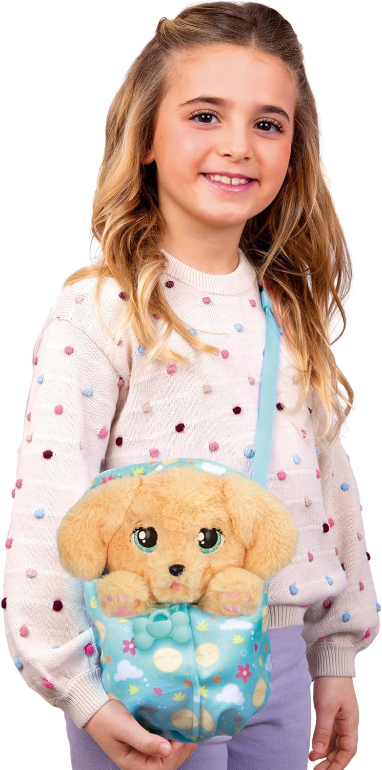 BABY PAWS Labrador, Interactive Plush Puppy With Sounds That Opens And Closes Eyes And Includes A Swaddle Bag, Toy for Kids Age 3 and Up