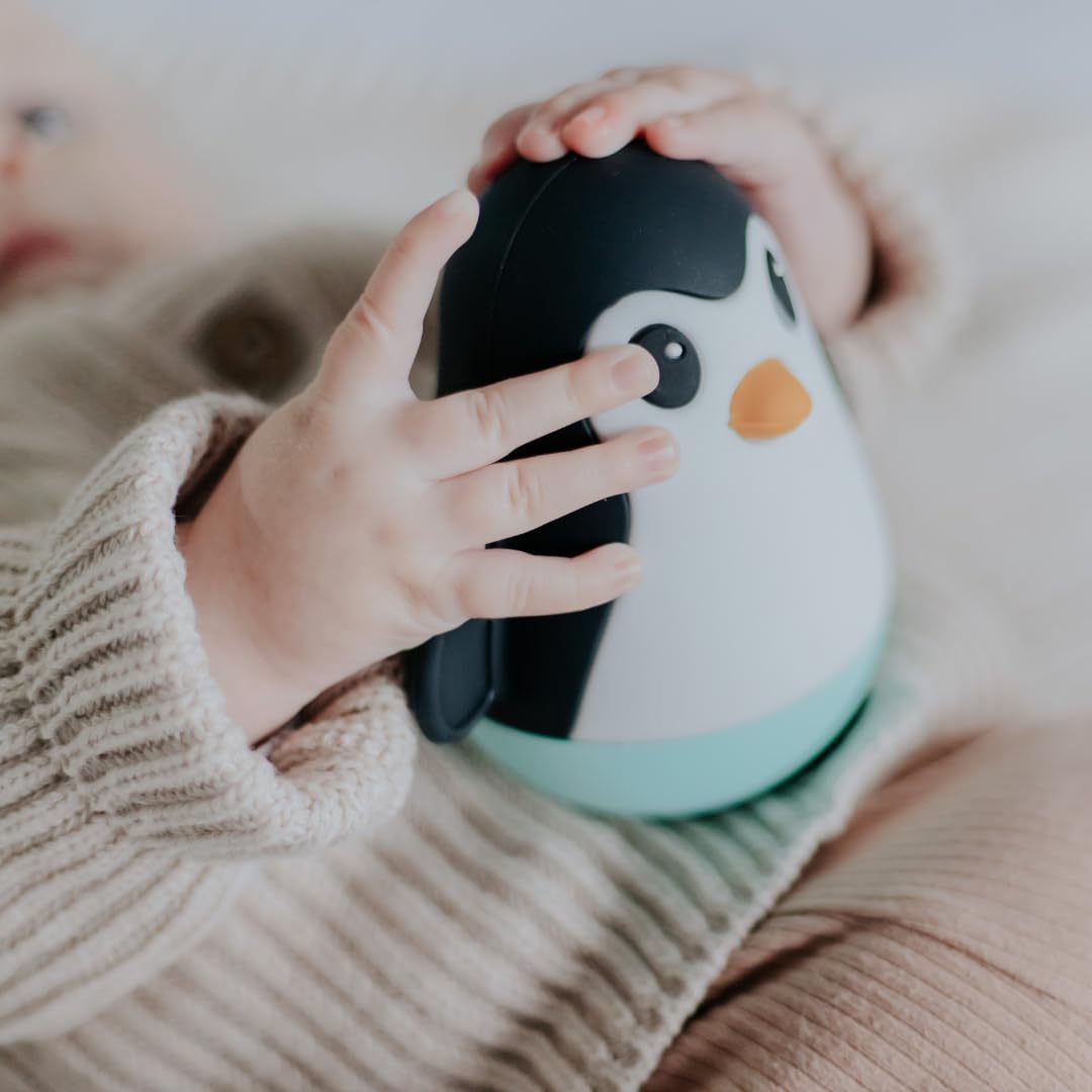 Jellystone Designs Pinguïn Wobble Zwart, Hoog Contrast Roly-Poly Speelgoed voor Baby's
