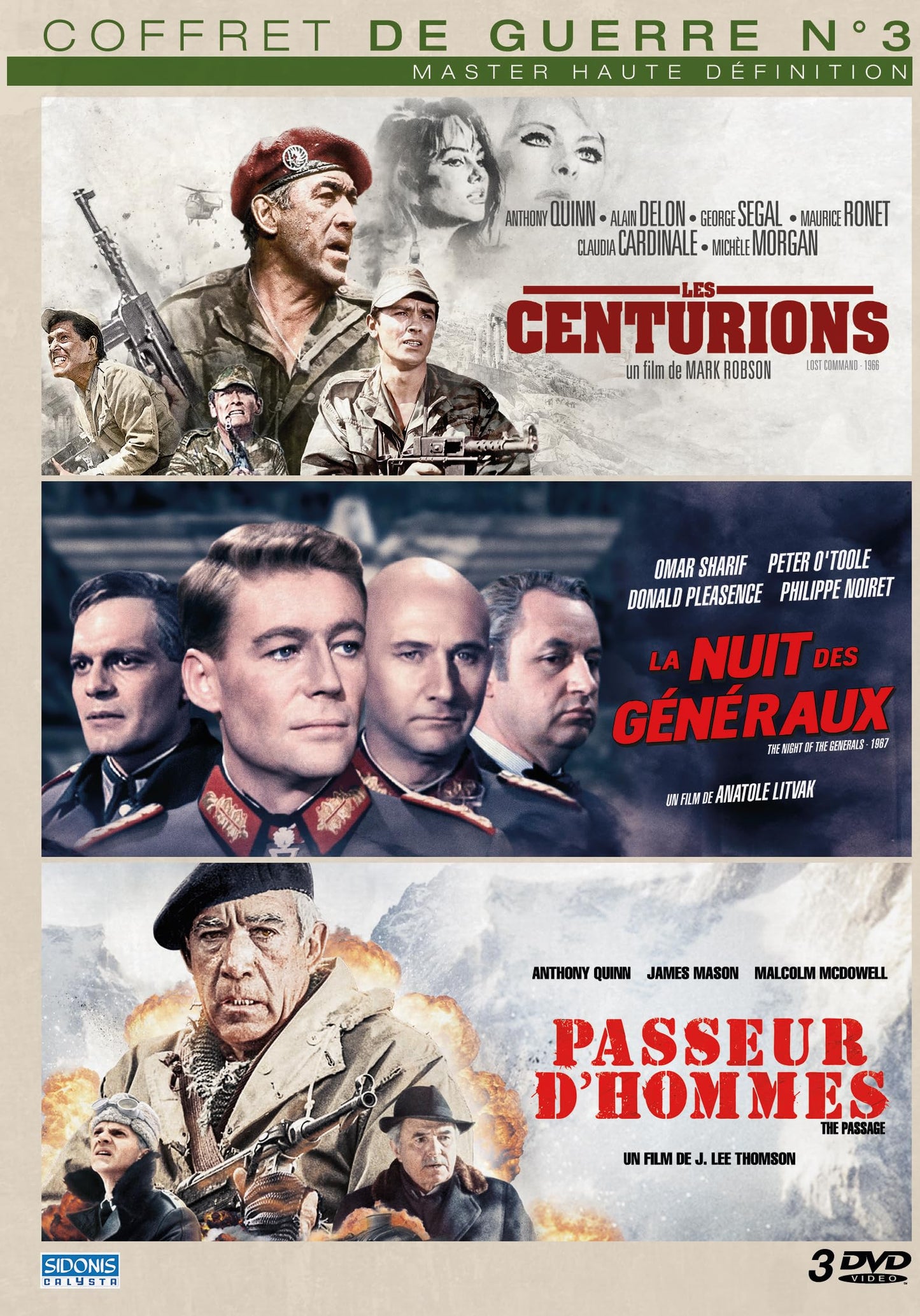 Guerre - coffret n° 3 - 3 films : les centurions + la nuit des généraux + passeur d'hommes