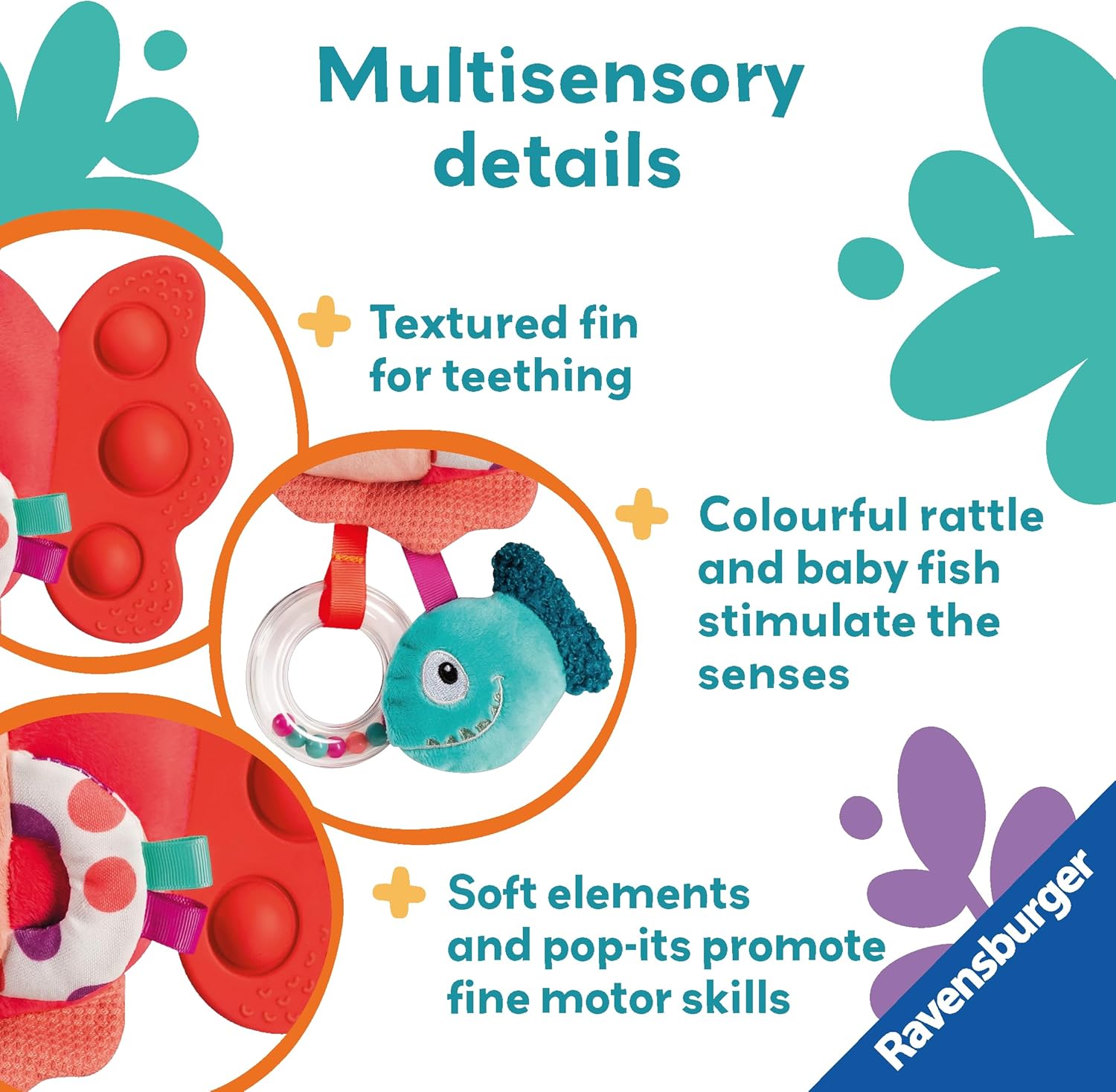 Ravensburger Play+ Pop-it Red Piranha - New Born Sensory & Development Baby Toys 0-6 Months - Infant Gifts