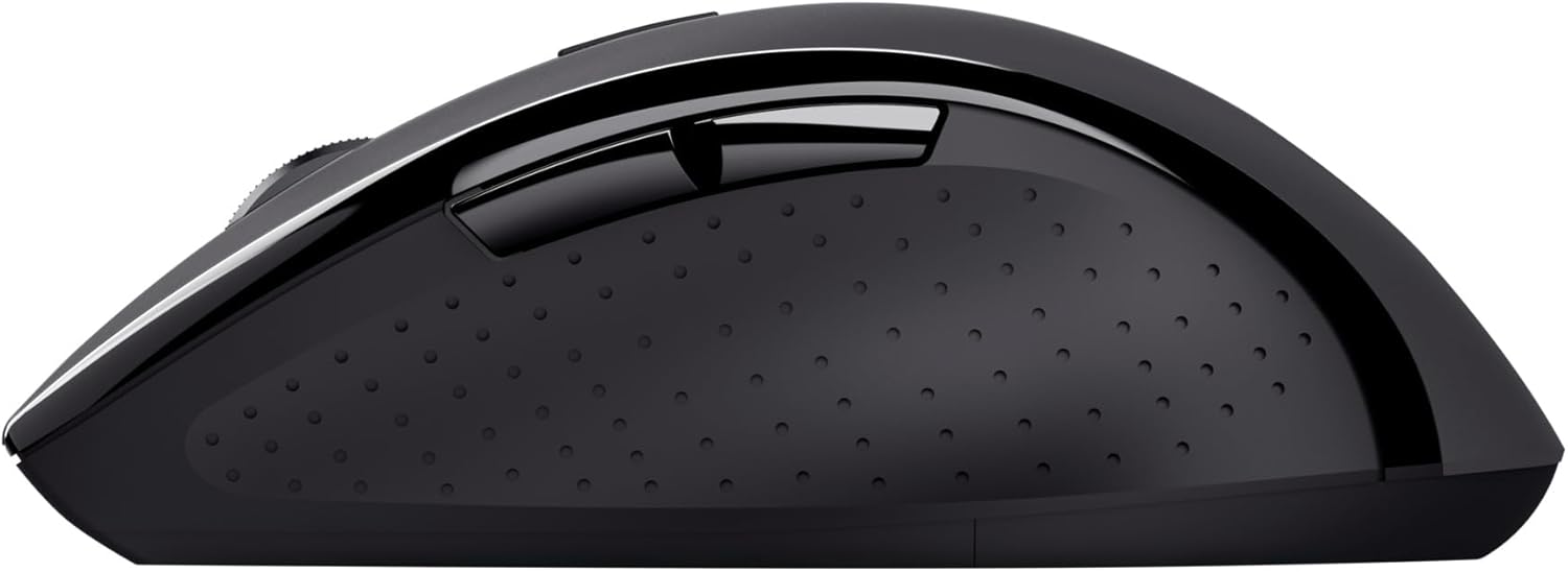 Trust Sura Wireless Mouse for Laptop/PC, Adjustable DPI (800-1200), 6 Buttons, 10m Range, Optical Sensor, USB Micro Receiver, Computer Mouse for Right-Handed Users, Windows Dell Macbook, Black