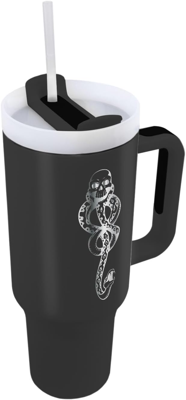 Pyramid International Harry Potter (The Dark Arts) 40oz/1200ML Tumbler with Straw and Lid, Advanced Double-Wall Vacuum Insulation, Keeps Beverages Cold Up to 11 Hours, Hot for Up to 7 Hours, BPA-Free