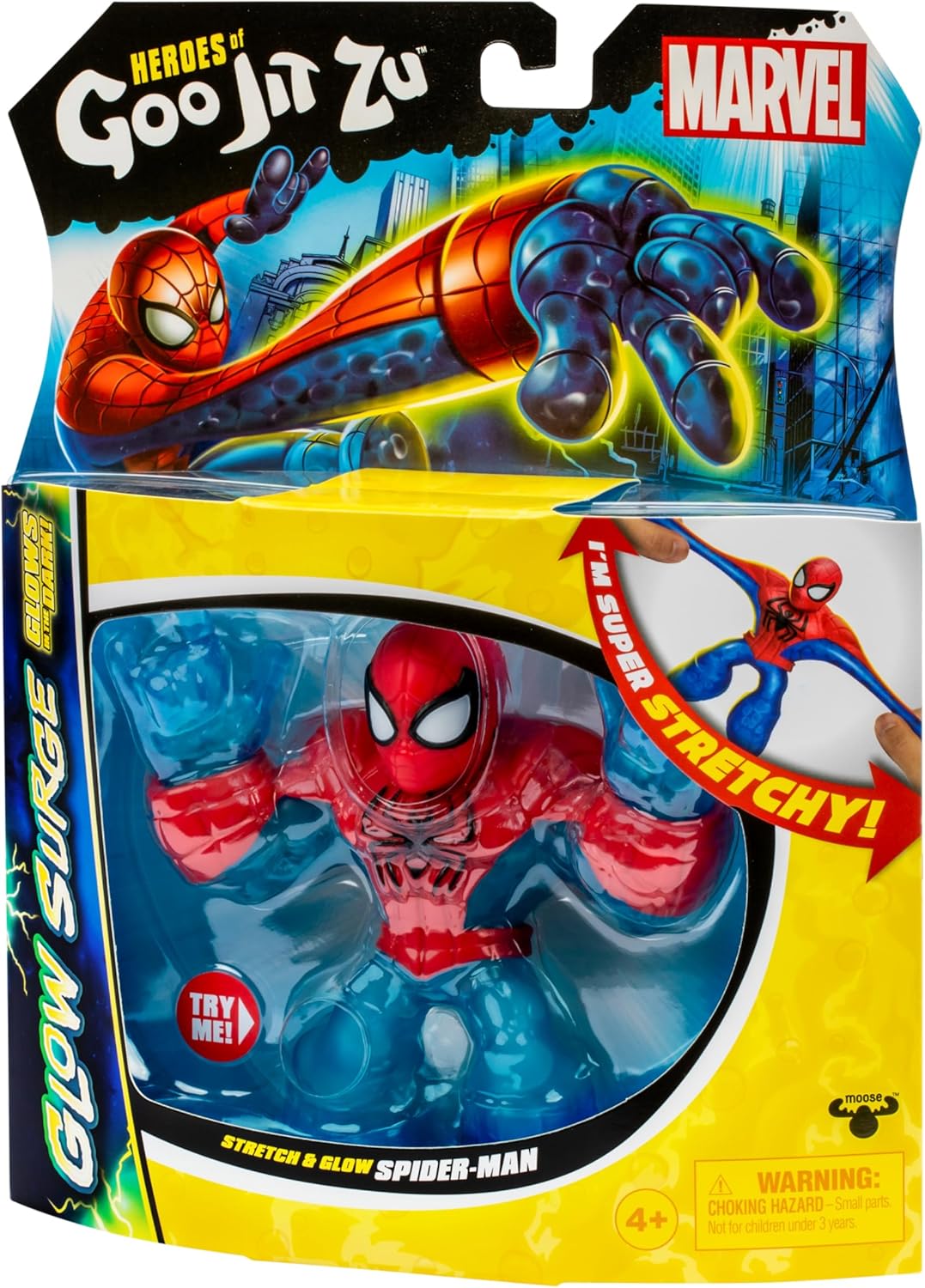 Spiderman Glow Surge 11 cm HERoeS OF GOO JIT ZU MARVEL Leuchtende und erweiterbare Figur
