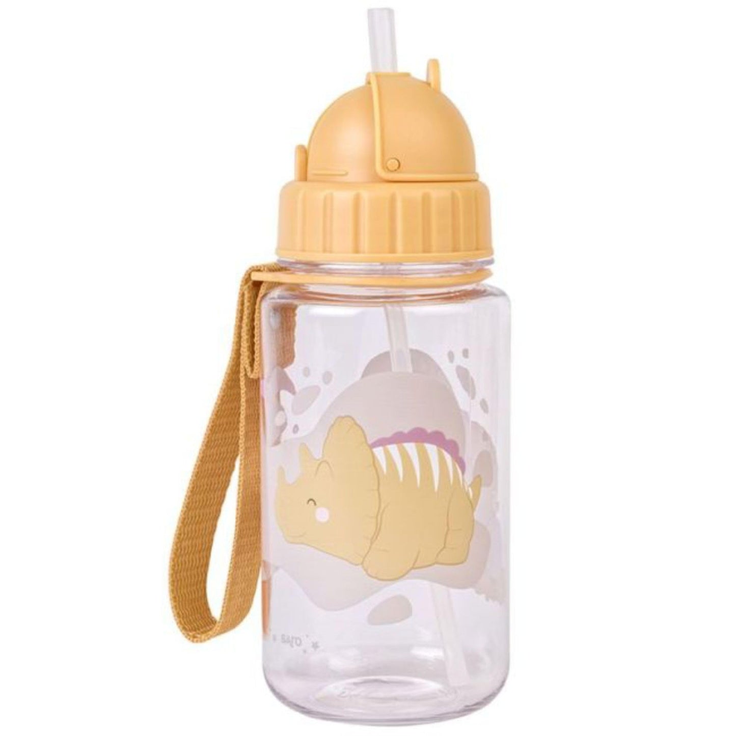 Saro 74002 Drinking Bottle with Straw Dinosaur Yellow