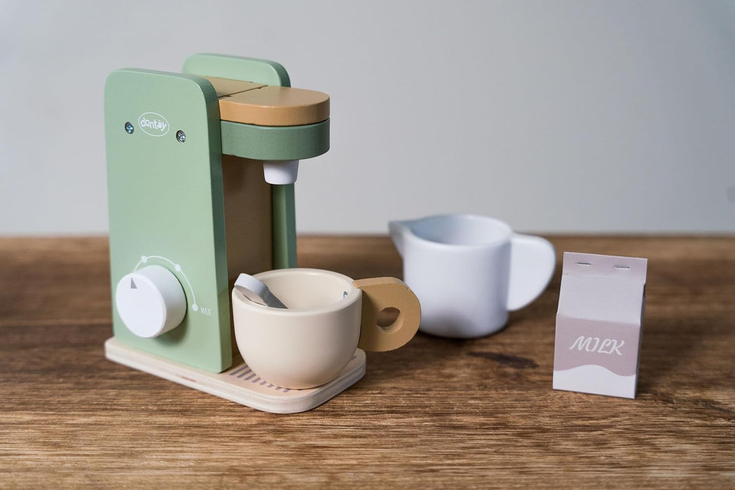 Dantoy - Kaffeemaschinen-Set aus Holz - Rollenspiel - Holzspielzeug - mit Zubehör - Alter 3+ Jahre