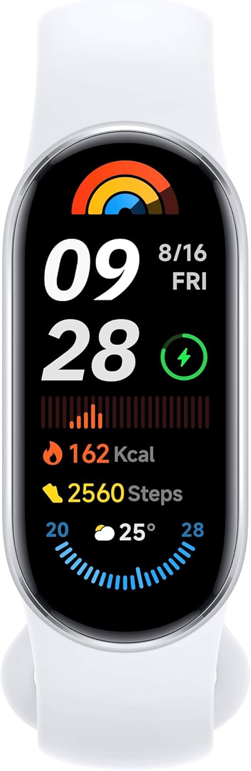 Xiaomi Smart Band 9 Fitness Tracker, AMOLED Display with 1200 Nits, Sp02 Tracking, Sleep and Heart Rate Monitor, Notifications, 5ATM Waterproof, Mi Fit App