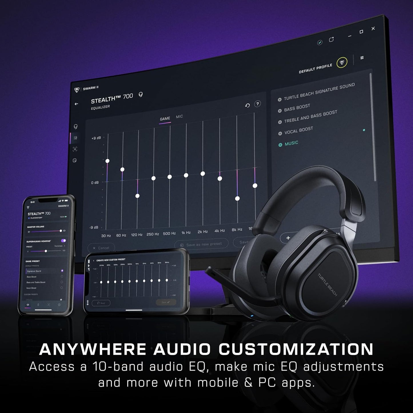 Turtle Beach Stealth 700 Black PlayStation Wireless Gaming Headset w/ 80hr Battery, Bluetooth, Dual Transmitters & 60mm Speakers for PS5, PS4, Nintendo Switch, PC & Mobile