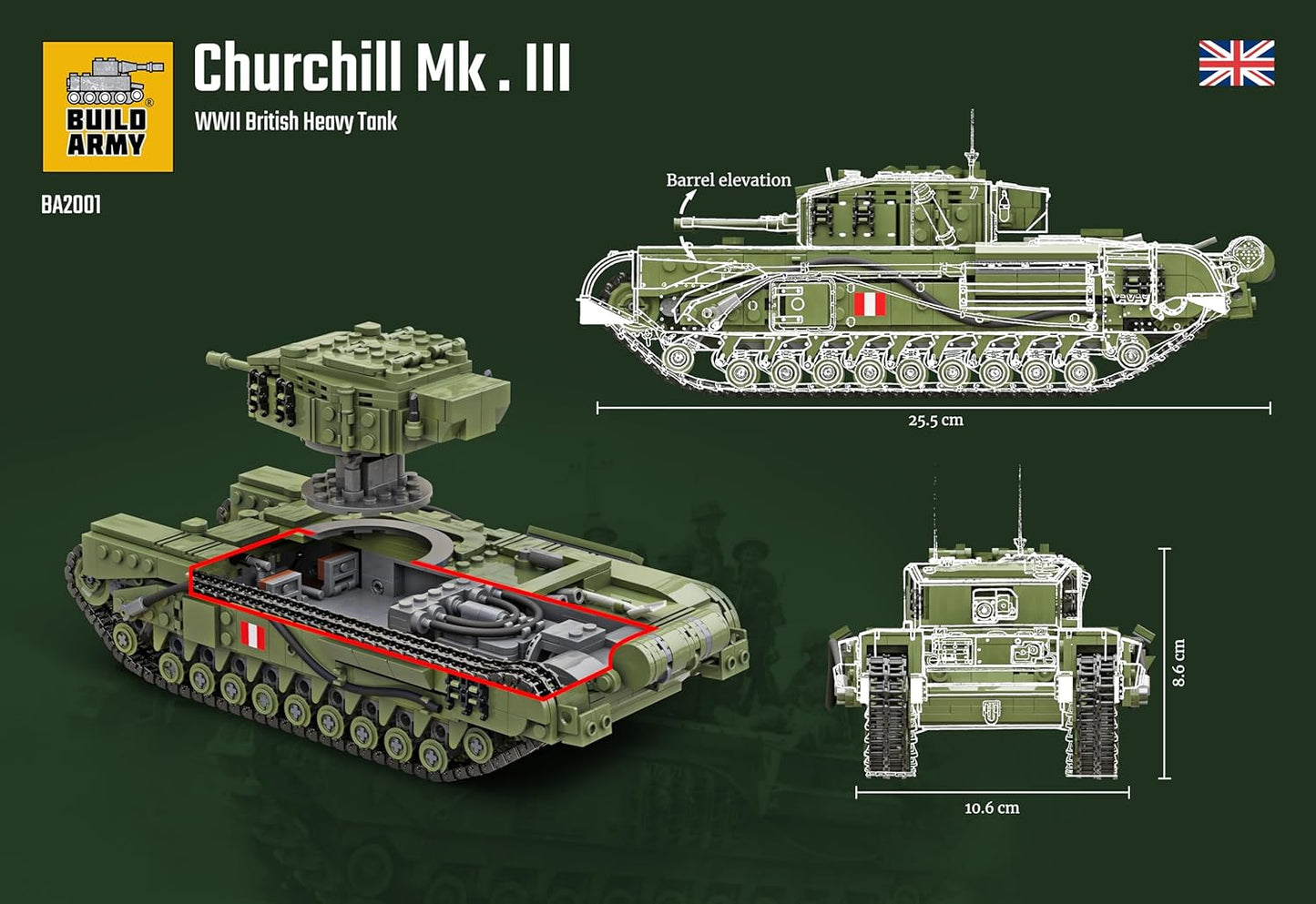 Buildarmy WWII British Churchill Tank MK III Baustein modell Construction Set