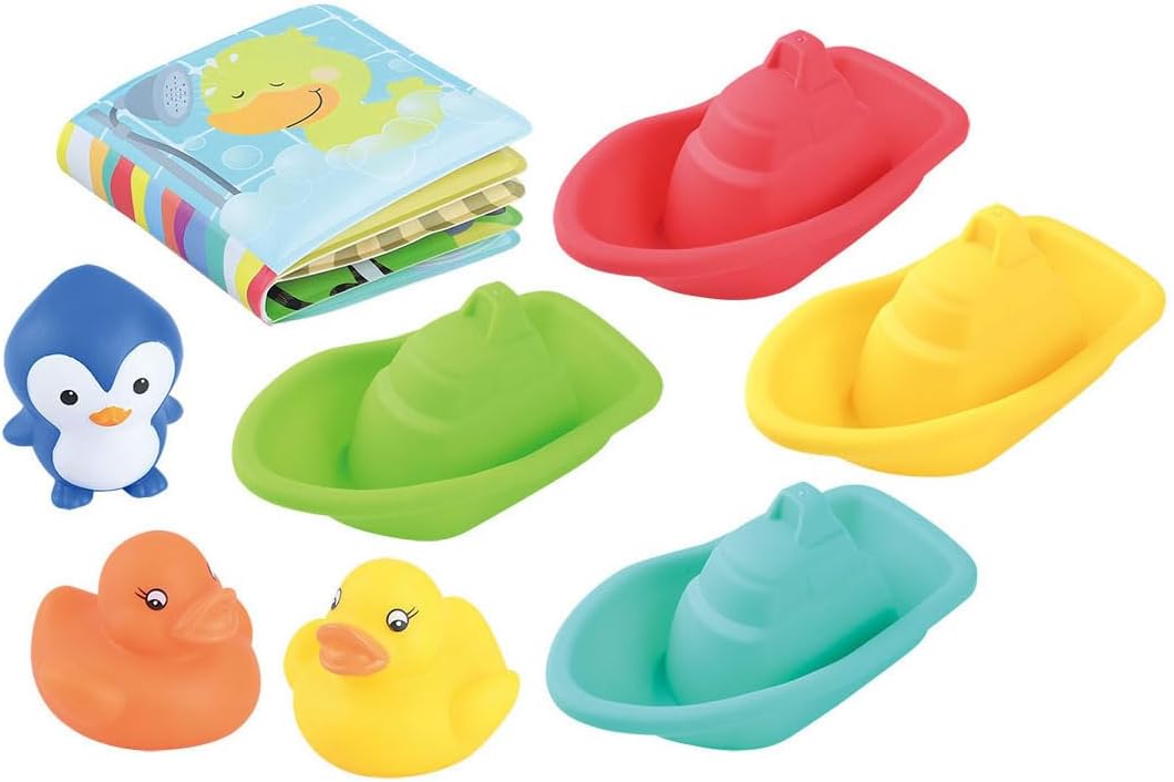Play Bath Toy Set – Bath Book and Boats – 8 Pieces – Colourful Bath Fun