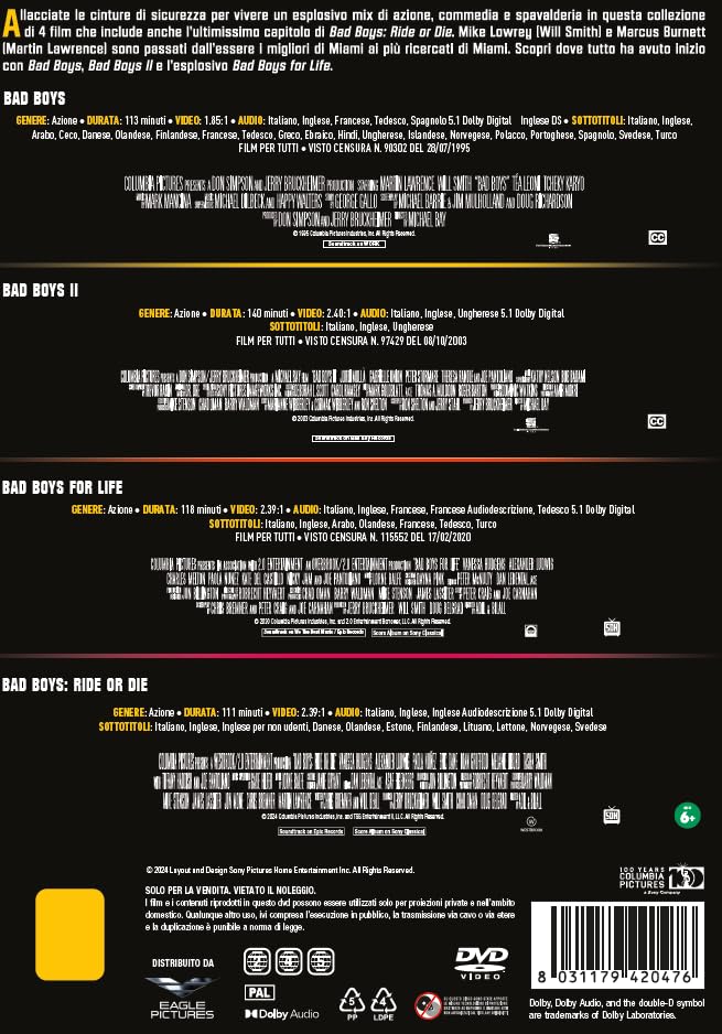 Cofanetto Bad Boys - Box Set 1-4 - 4K (Bd 4K + Bd Hd