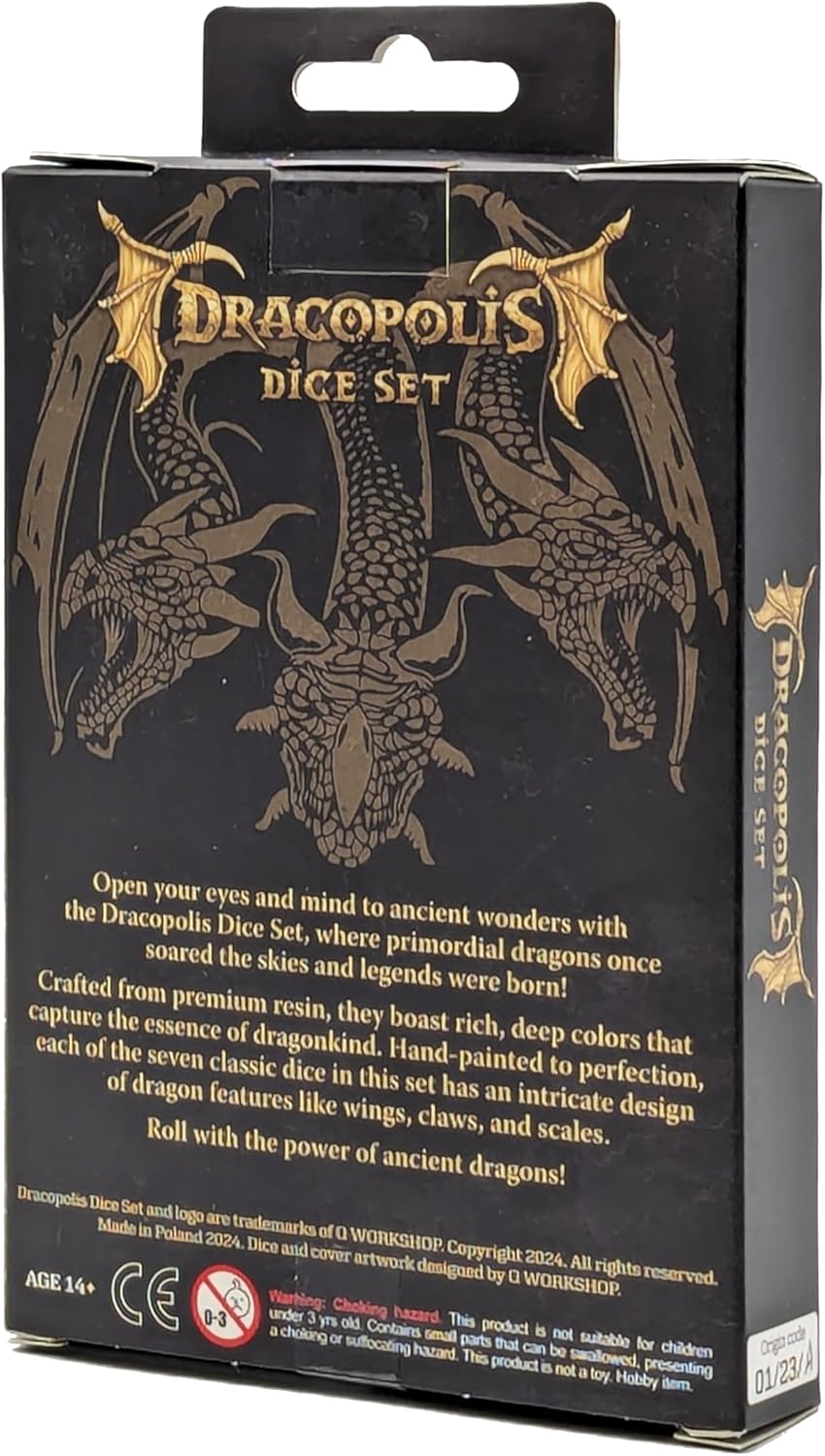 Q-Workshop Dracopolis Dice Set The Scandinavian Blackfang - Dice Accessory for Tabletop Board Card Games - for 1+ Players and Ages 14+