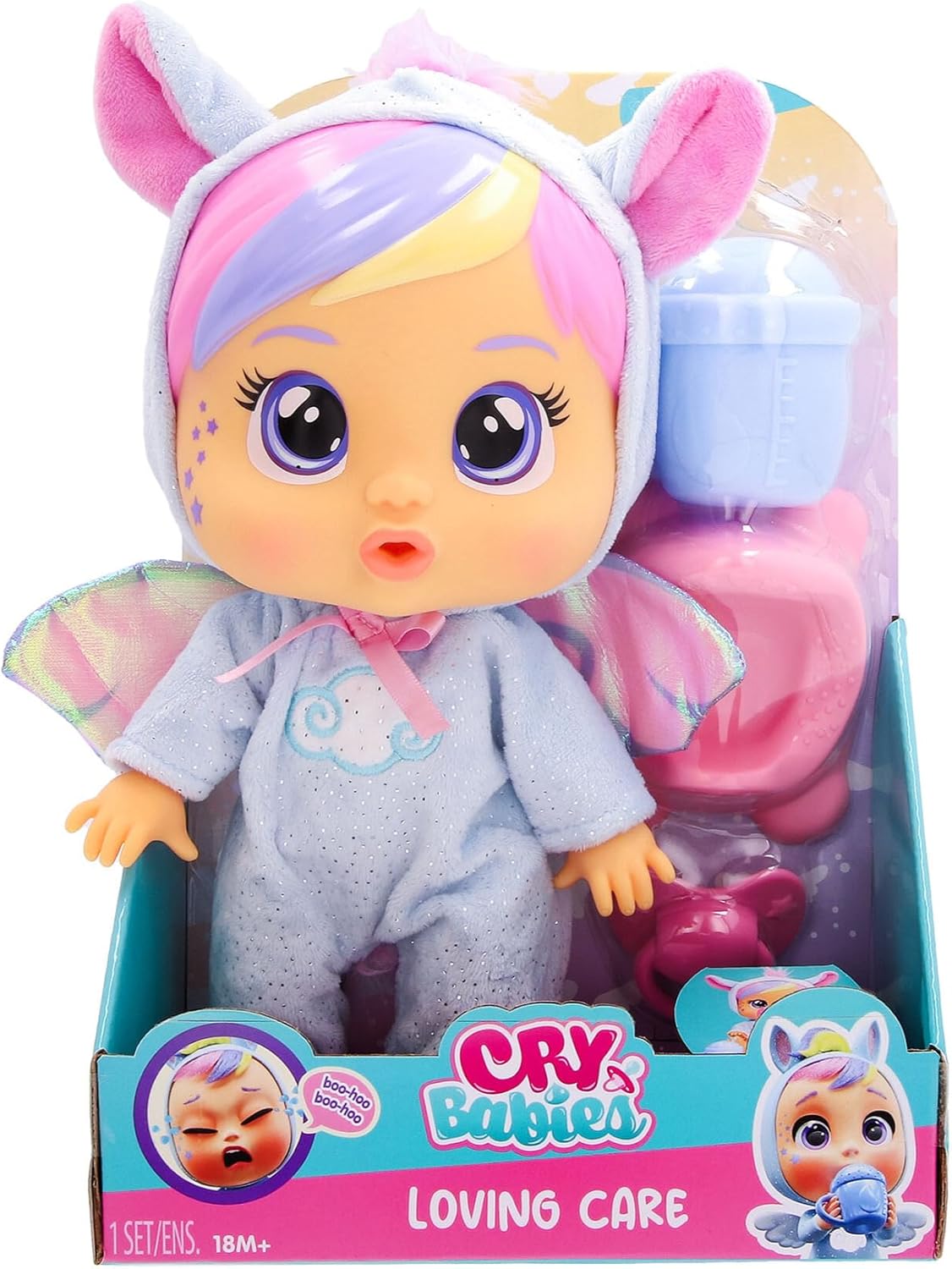 Cry Babies Loving Care Fantasy Jenna | Interaktive Puppe, die echte Tränen weint, einen Pyjama trägt und 3 Accessoires enthält - Spielzeug und Geschenk für Mädchen und Jungen