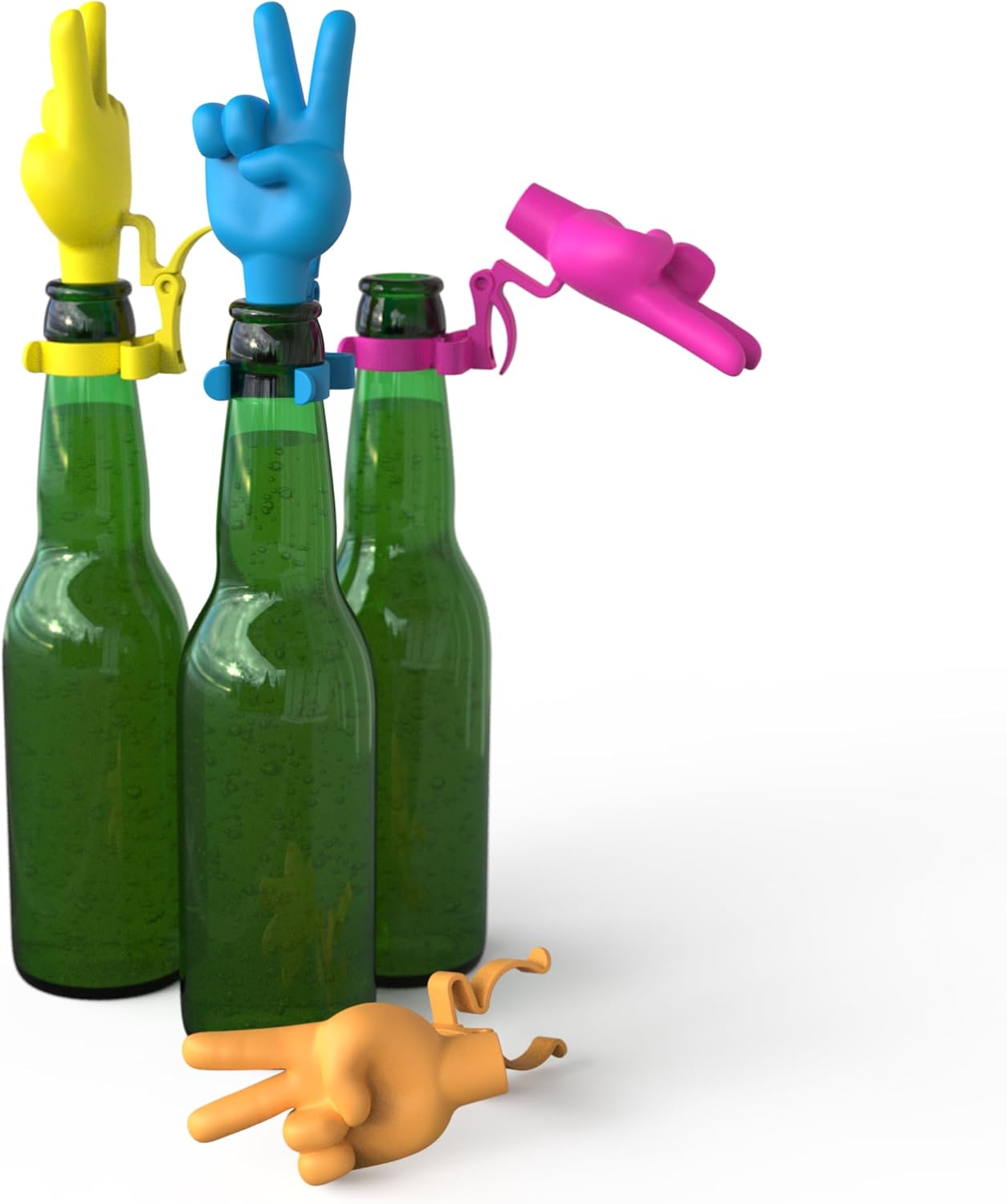 Winkee - Bottle Stopper - Peace Hand - Set Of 4