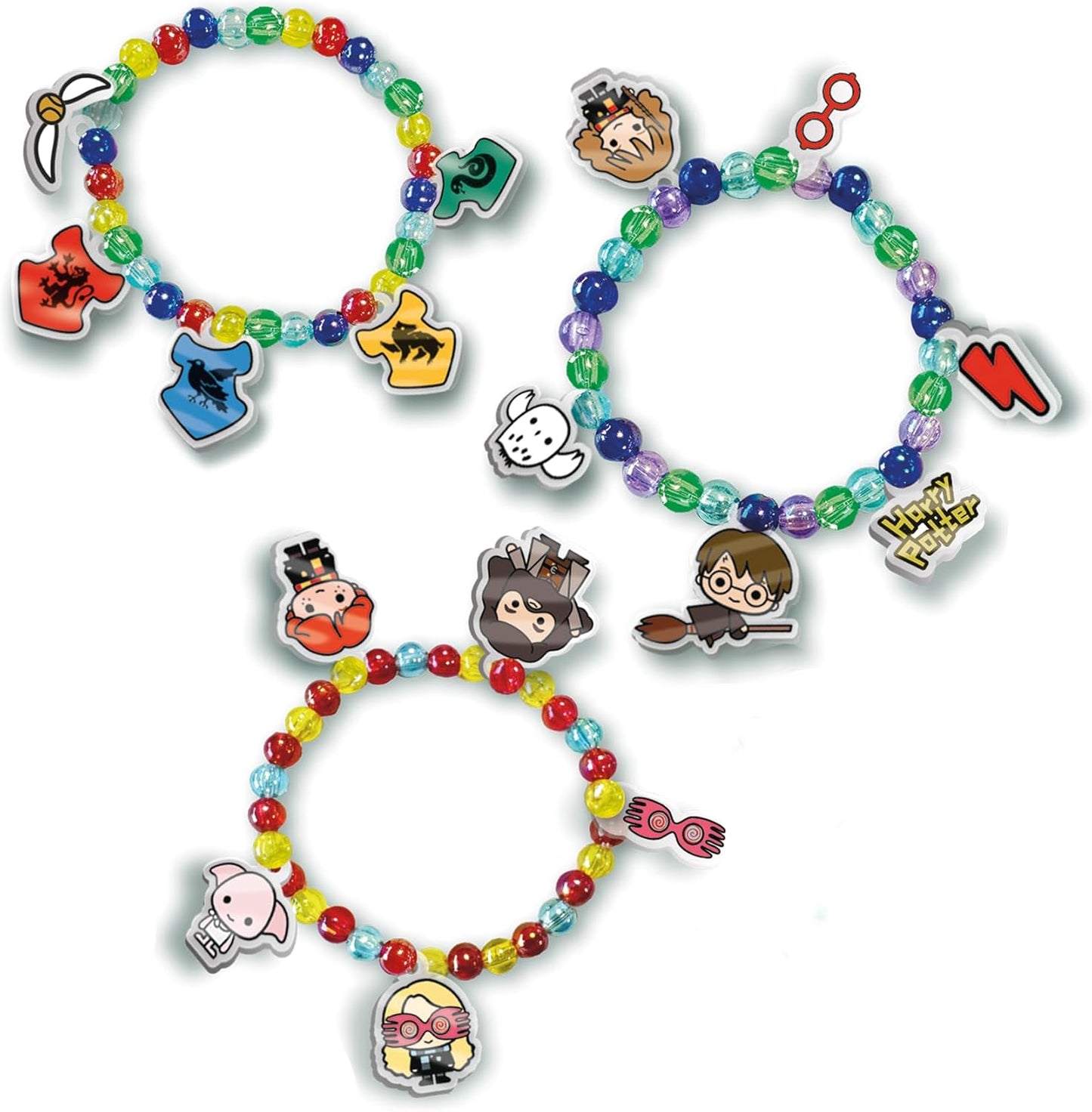SES Creative 09343 Harry Potter Shrink Foil Magic Charm Bracelets Kit for Kids Coloured Beads Mix and Harry Potter Figure Shrink Foil + Pencils