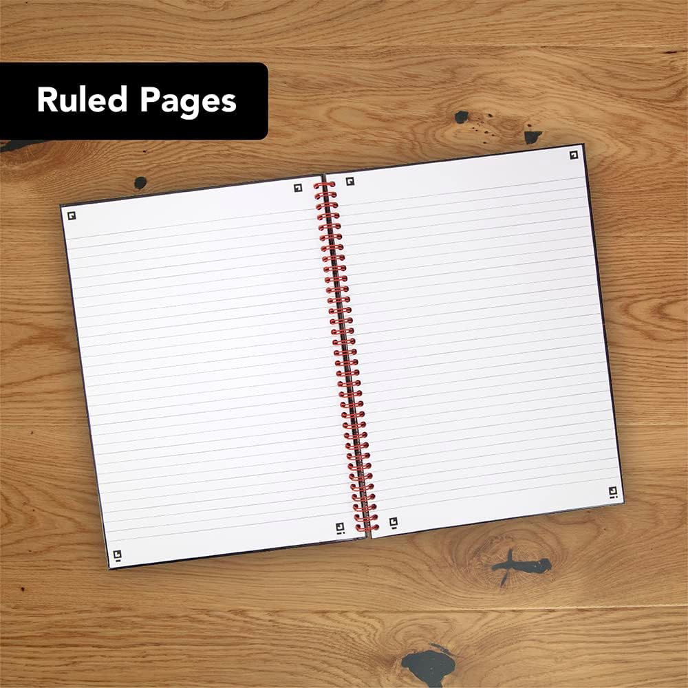 Oxford Black n' Red A4 Wirebound Hardback Recycled Notebook