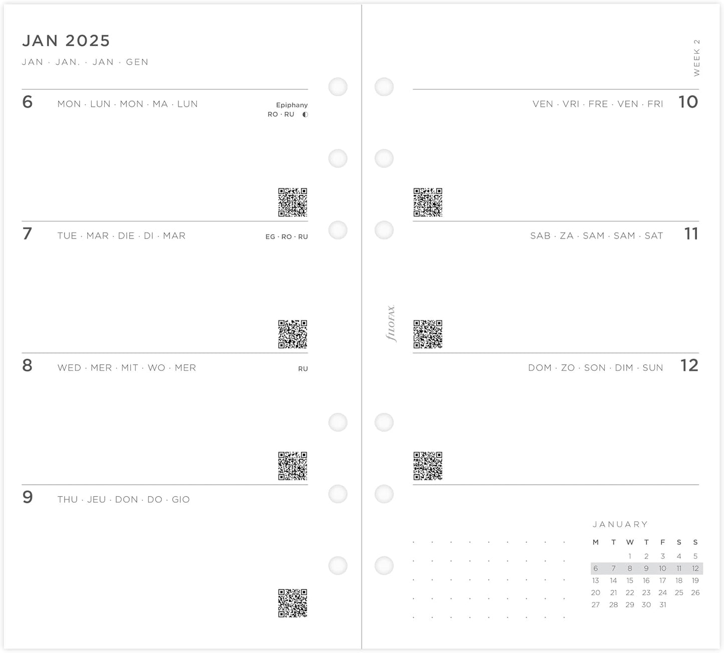 Personal Minimal week on two pages 2025