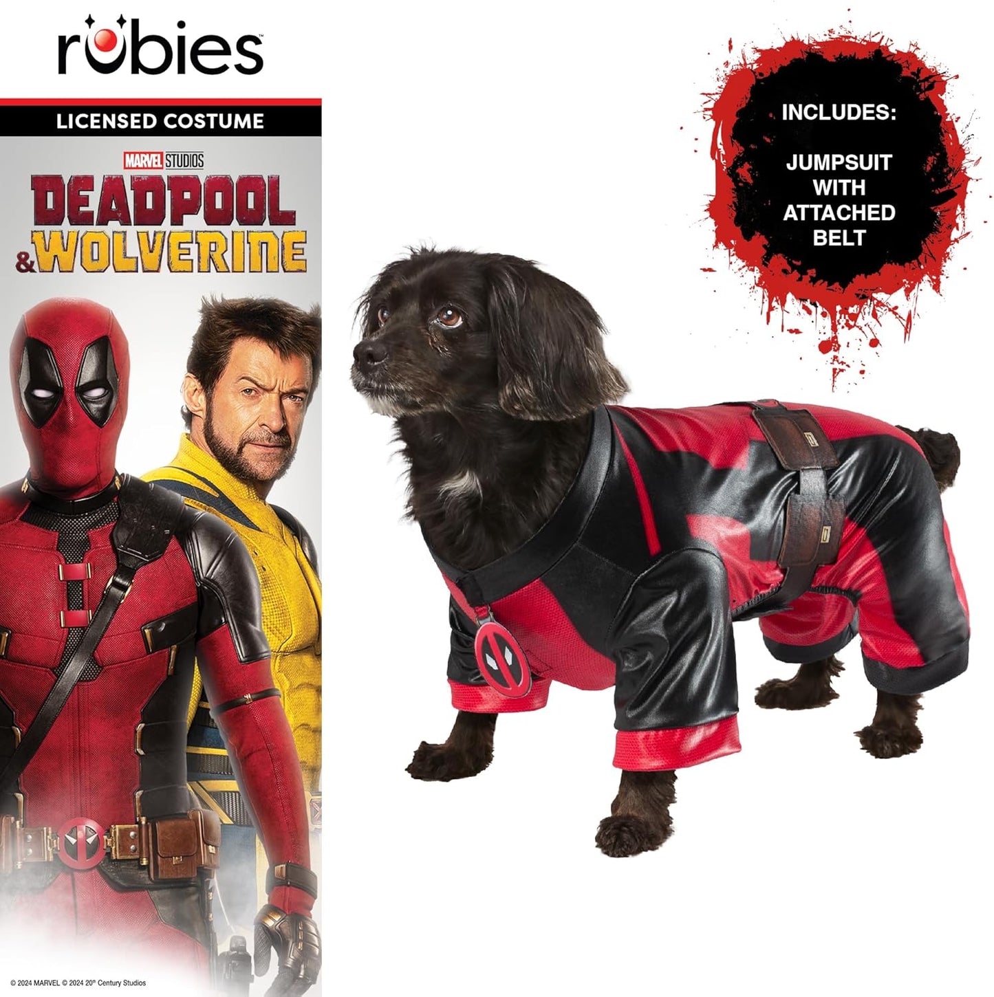 Rubie's Official Deadpool Dogpool Pet Costume, Dog/Pet Fancy Dress, Size L