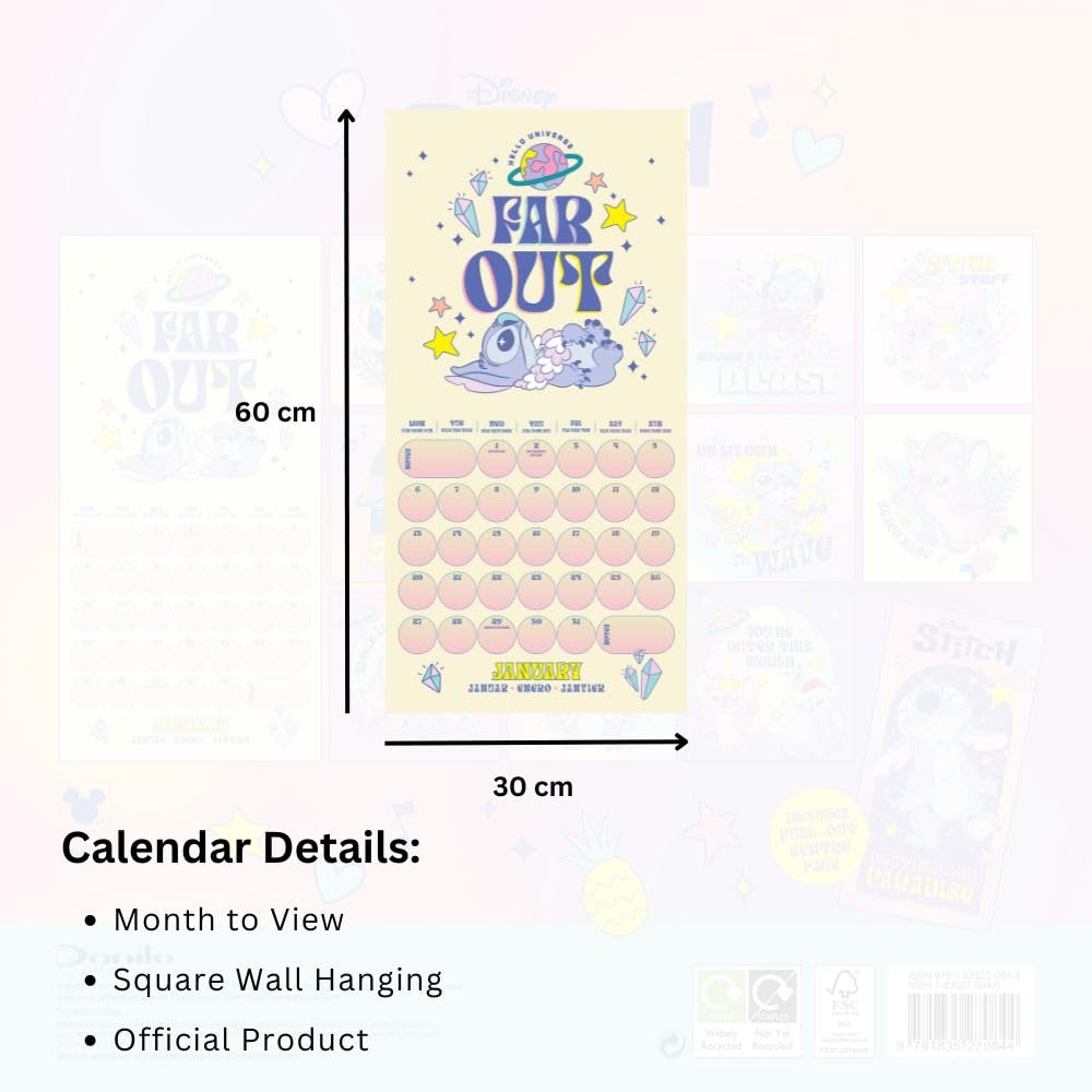 Official Lilo And Stitch Square Calendar 2025 - Multi Language
